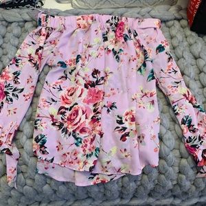 Express off the shoulder floral shirt